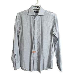 Peter Millar Collection Men's Size M Button Up Long Sleeve Shirt White Blue